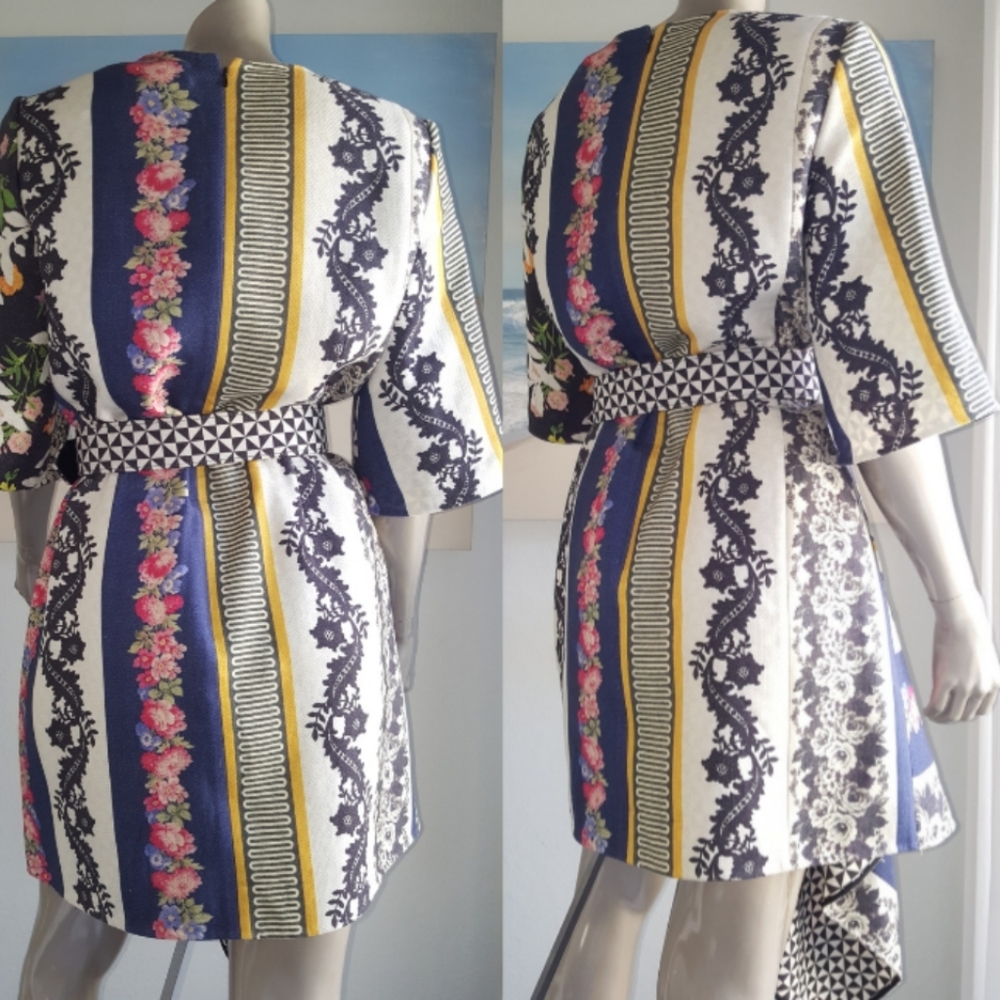 ^$2994 New Oscar De La Renta Floral Wool Runway Day Dress Tunic Us 8 Or Us 10 L View 5